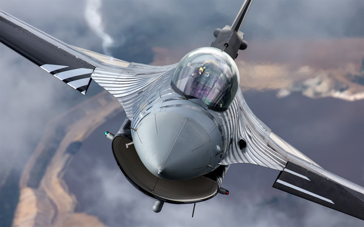 General Dynamics F-16 Fighting Falcon, vista frontale, combattente, US Air Force, F-16, aerei militari, USA