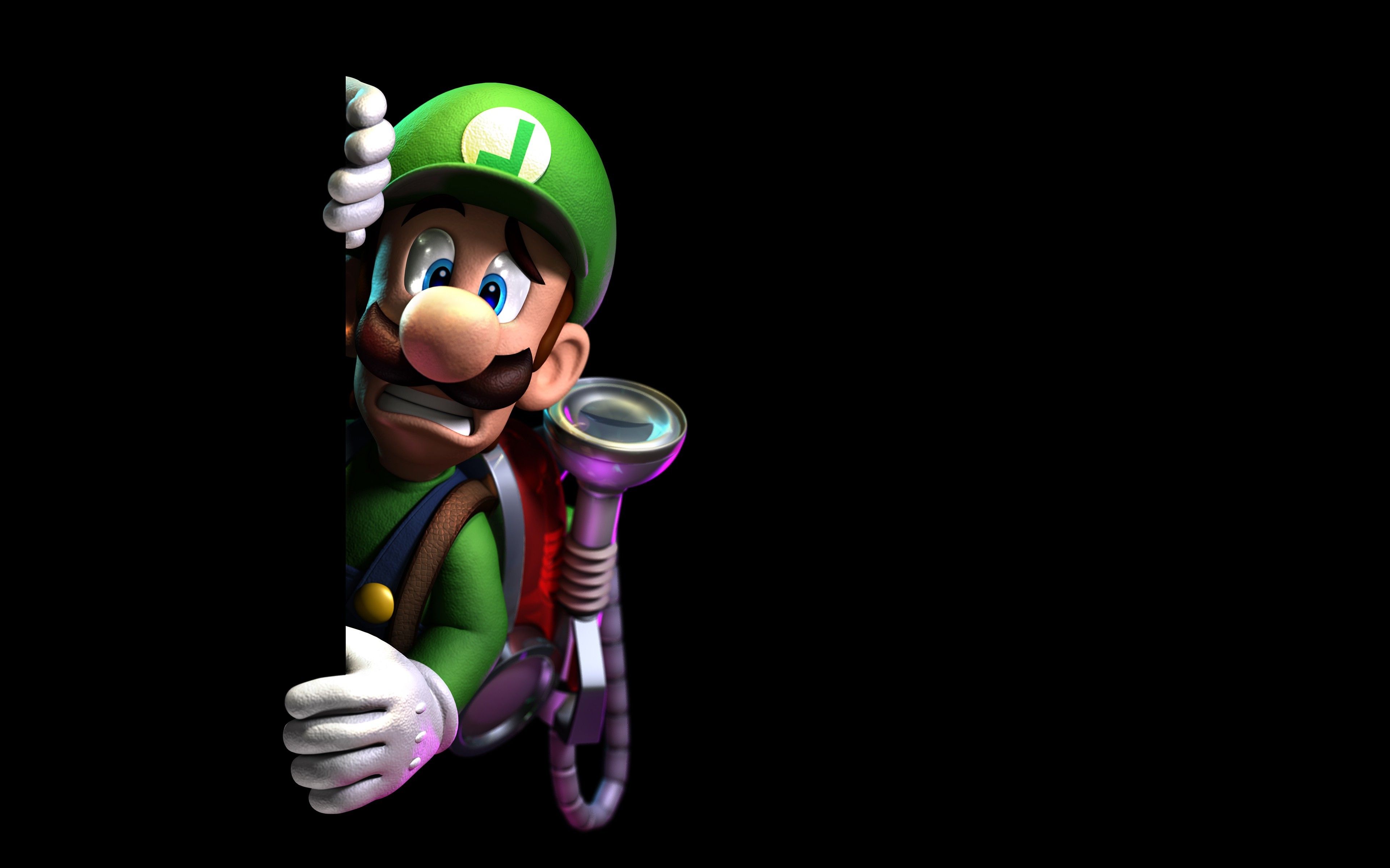 Luigi, 4k, protagonist, black background, Super Mario.