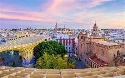 Seville, sunset, evening, beautiful city, Andalusia, Spain