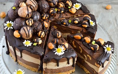 bolo de chocolate, doces, pastelaria, cheesecake de chocolate, bolos