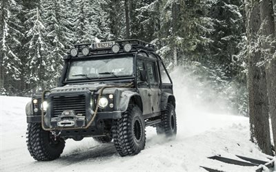 Land Rover Defender 90, tuning, todo terreno, Suv, invierno, Defensor de los Land Rover
