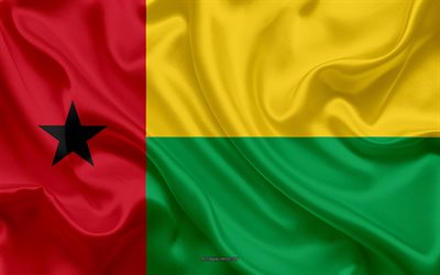 Gine Bissau bayrak-Bissau, 4k, ipek doku, Gine-Bissau bayrağı, ulusal sembol, ipek bayrak, Gine-