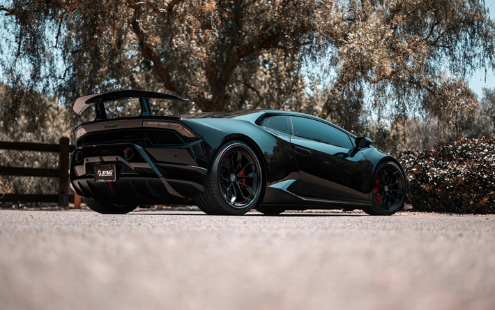 Lamborghini Newport, LP610-4, siyah spor coupe, siyah, Newport, siyah s&#252;per, arka g&#246;r&#252;ş ayarlama, Lamborghini