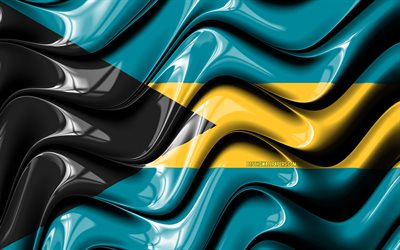 جزر البهاما العلم, 4k, أمريكا الشمالية, الفن 3D, الرموز الوطنية, جزر البهاما 3D العلم, الفن, جزر البهاما, علم جزر البهاما