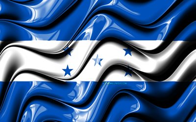 Honduras bandera, 4k, Am&#233;rica del Norte, arte 3D, los s&#237;mbolos nacionales, Honduras 3D de la bandera, el arte, Honduras, Bandera de Honduras