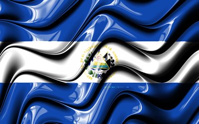 Bandeira de el salvador, 4k, Am&#233;rica Do Norte, Arte 3D, s&#237;mbolos nacionais, El Salvador 3D bandeira, arte, O Salvador, Bandeira de El Salvador