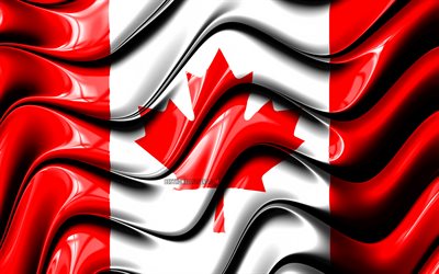 العلم الكندي, 4k, أمريكا الشمالية, الرموز الوطنية, علم كندا, الفن 3D, كندا, دول أمريكا الشمالية, كندا 3D العلم