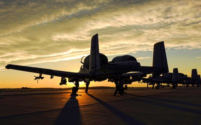 フ共和国A-10サンダーボルトII, 4k, 飛行場, 攻撃機, 米国陸軍, サンダーボルト, 戦闘機