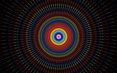 abstract circle background, rainbow circle, creative abstraction, circle abstraction, black background