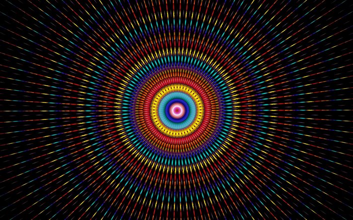 概要輪の背景, 虹円, 創造的抽象化, 円抽象化, 黒い背景