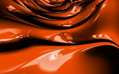 4k, orange r&#233;sum&#233; ondes, 3D de l&#39;art, de l&#39;art abstrait, orange ondul&#233; de fond, abstrait, ondes de surface, de milieux, d&#39;orange 3D ondes, cr&#233;atif, orange horizons, des vagues de textures