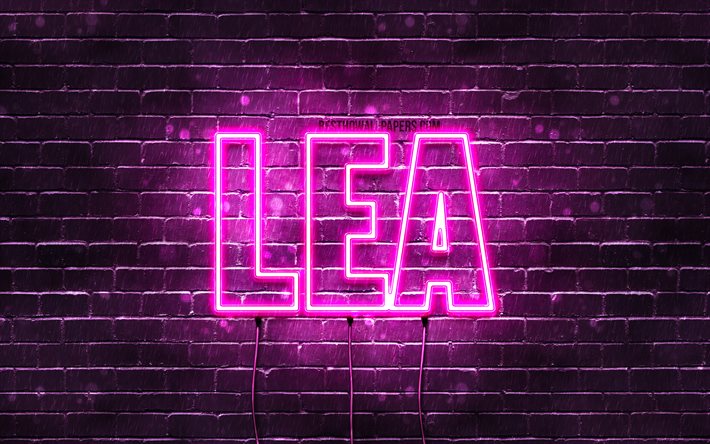 Download Wallpapers Lea 4k Wallpapers With Names Female Names Lea Name Purple Neon Lights Horizontal Text Picture With Lea Name For Desktop Free Pictures For Desktop Free