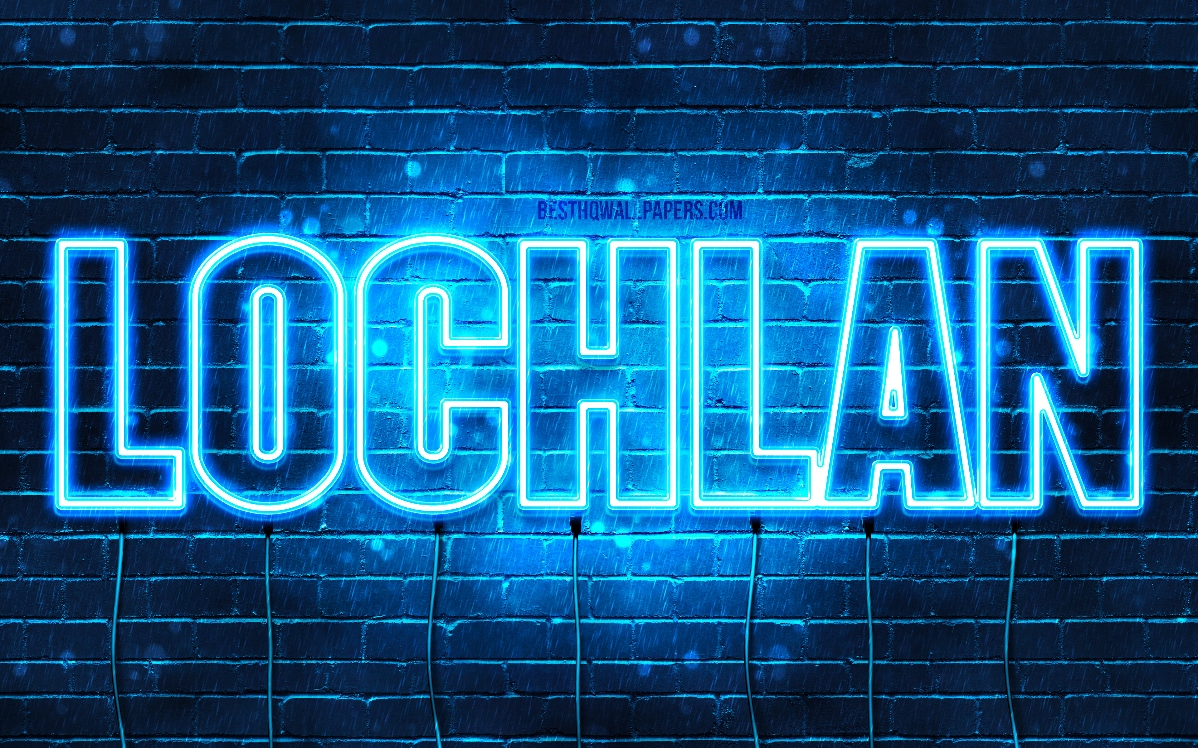 ダウンロード画像 Lochlan 4k 壁紙名 テキストの水平 Lochlan名 青色のネオン 写真lochlan名 画面の解像度 3840x2400 壁紙デスクトップ上
