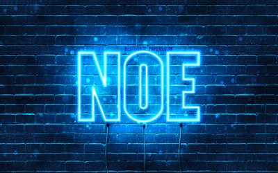 Noe, 4k, wallpapers with names, horizontal text, Noe name, blue neon lights, picture with Noe name