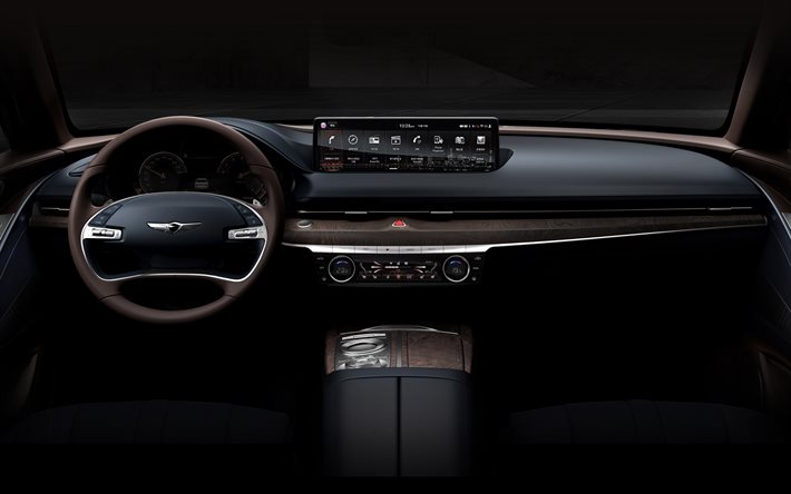 2021, genesis g80, innenansicht, innenraum, neue g80, front panel, koreanische luxus-autos, genesis