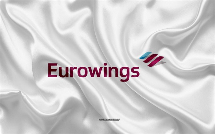 Eurowings-logo, lentoyhti&#246;, valkoinen silkki tekstuuri, lentoyhti&#246; logot, Eurowings tunnus, silkki tausta, silkki lippu, Eurowings