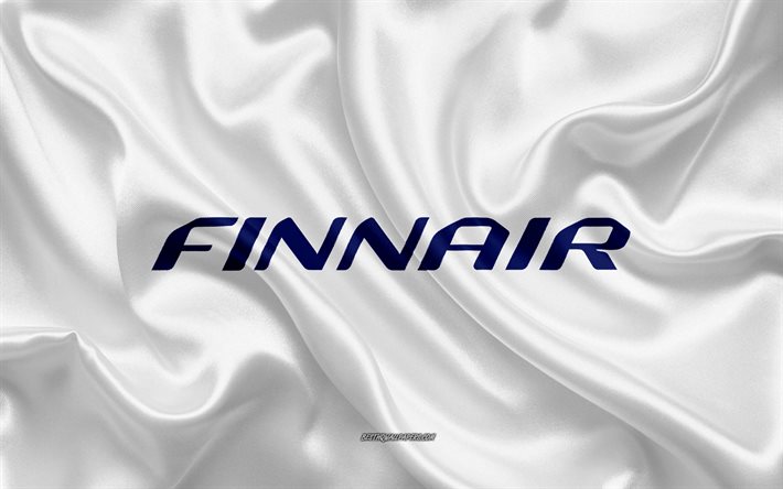 Download Wallpapers Finnair Logo Airline White Silk Texture Airline Logos Finnair Emblem Silk Background Silk Flag Finnair For Desktop Free Pictures For Desktop Free