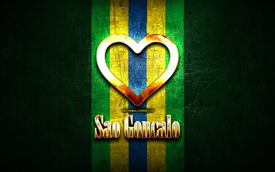 Eu Amo S&#227;o Gon&#231;alo, cidades brasileiras, golden inscri&#231;&#227;o, Brasil, cora&#231;&#227;o de ouro, bandeira brasileira, S&#227;o Gon&#231;alo, cidades favoritas, Amor S&#227;o Gon&#231;alo