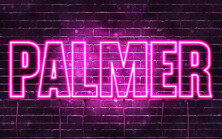 Palmer, 4k, wallpapers with names, female names, Palmer name, purple neon lights, horizontal text, picture with Palmer name