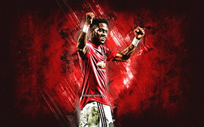 Fred, Manchester United FC, Brazilian soccer player, midfielder, red stone background, Premier League, football, Frederico Rodrigues de Paula Santos