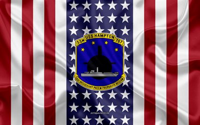 USS Hampton USS Hampton Amblemi, SSN-767, Amerikan Bayrağı, ABD Deniz Kuvvetleri, ABD, USS Hampton Rozet, ABD savaş gemisi, Amblemi