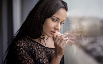 Angelina Petrova, window, photomodels, beauty, brunette