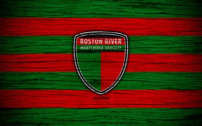 4k, Boston River FC, logo, Uruguayan Primera Division, emblem, wooden texture, Uruguay, CA Boston River, football, soccer, FC Boston River