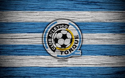 4k, Torque FC, logo, Uruguayan Primera Division, emblem, wooden texture, Uruguay, CA Torque, football, soccer, FC Torque