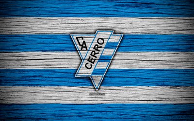 4k, Cerro FC, logotipo, Uruguayo de Primera Divisi&#243;n, emblema de madera, textura, Uruguay, CA Cerro, de f&#250;tbol, el FC Cerro