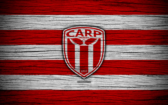 4k, River Plate FC, logo, Uruguayan Primera Division, emblem, wooden texture, Uruguay, CA River Plate, football, Club Atletico River Plate, soccer, FC River Plate