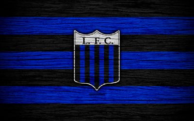 4k, Liverpool Montevideo FC, logo, Uruguayan Primera Division, emblem, wooden texture, Uruguay, CA Liverpool Montevideo, football, soccer, FC Liverpool Montevideo