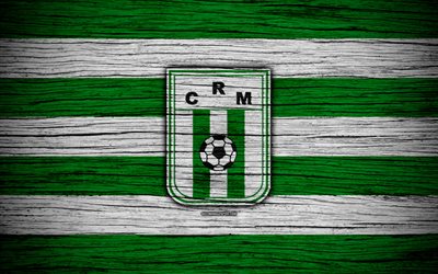4k, Racing Montevideo FC, logo, Uruguayan Primera Division, emblem, wooden texture, Uruguay, Racing Montevideo, football, soccer, FC Racing Montevideo