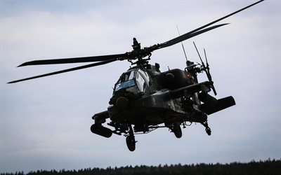 4k, ماكدونيل دوغلاس AH-64 Apache, الطائرات المقاتلة, تحلق أباتشي, طائرات هليكوبتر هجومية, الجيش الأمريكي, AH-64 Apache