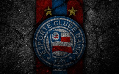 4k, Bahia FC, logotyp, Brasiliansk Seria A, soocer, svart sten, Brasilien, Esporte Clube Bahia, football club, asfalt konsistens, FC Bahia