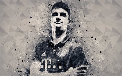 Thomas Muller, Bayern Monaco, 4k, creativo, geometrico, ritratto, viso, calciatore tedesco, creativo linee, l&#39;arte, la Germania, Bundesliga
