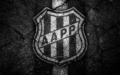 4k, Ponte Preta FC, logotyp, Brasiliansk Seria A, soocer, svart sten, Brasilien, Ponte Preta, football club, asfalt konsistens, FC Ponte Preta