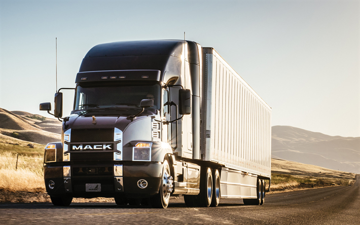 Mack Marşı, 4k, 2018 kamyon, KAMYON, kamyon, siyah, yeni Marş, Mack, yarı r&#246;mork kamyon