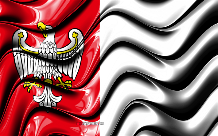 Plus de drapeau, 4k, les Vo&#239;vodies de la Pologne, de la circonscription administrative, le Drapeau de la Grande, art 3D, Plus de, polonaise des vo&#239;vodies, Plus 3D drapeau, Pologne, Europe