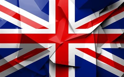 4k, Flag of United Kingdom, geometric art, European countries, United Kingdom flag, creative, United Kingdom, Europe, United Kingdom 3D flag, national symbols, UK flag