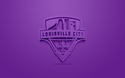 Louisville City FC, creative 3D logo, USL, purple background, 3d emblem, American football club, United Soccer League, Louisville, Kentucky, USA, 3d art, football, stylish 3d logo