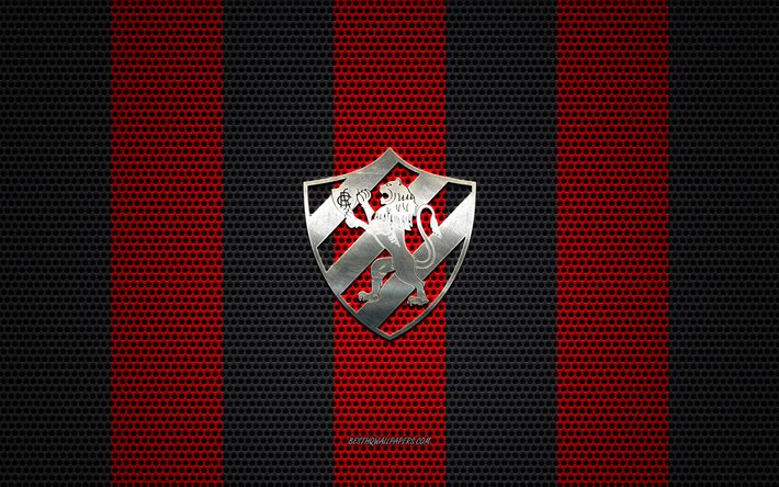 Sport Recife, logo, club sportivo Brasiliano, metallo emblema, rosso-nero maglia metallica sfondo, in Serie A, a Recife, in Brasile, il calcio, lo Sport Club do Recife
