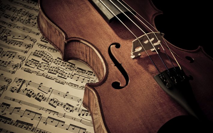 puinen viulu, soittimien, musiikin k&#228;sitteet, viulu, nuotteja
