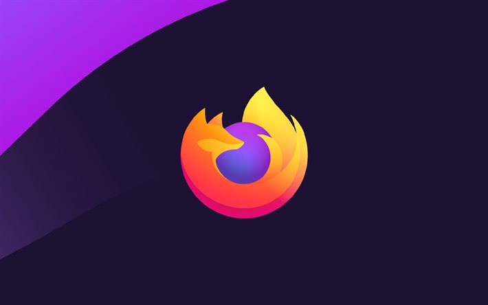 Mozilla Firefox logo, œuvres d&#39;art, de cr&#233;ation, de violette, de milieux, Firefox minimalisme, Mozilla Firefox