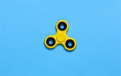 yellow spinner, 4k, minimal, blue background, creative, spinners