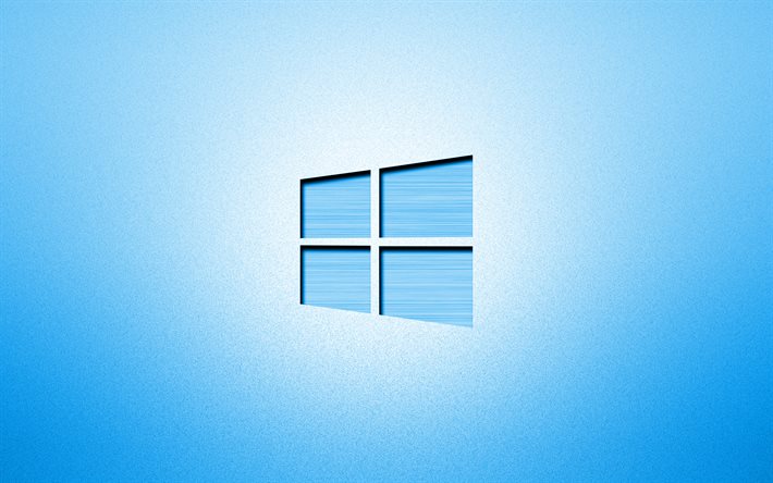 4k, Windows 10 logo bleu, cr&#233;atif, fonds bleus, le minimalisme, les syst&#232;mes d&#39;exploitation, Windows 10 logo, illustration, Windows 10
