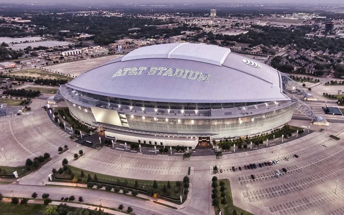 ATT Stadium, Arlington, view from above, aero view, NFL, modern sports arena, Dallas Cowboys Stadium, Texas, USA, Cowboys Stadium, National Football League, Dallas Cowboys