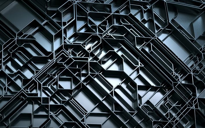 labirinto texturas, 4k, Texturas 3D, labirinto padr&#245;es, metal fundos, macro, planos de fundo com labirinto