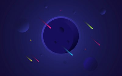 blue planet, 4k, galaxy, comets, planets minimalism, creative, blue backgrounds, planets