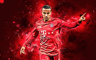 Thiago Alcantara, 2020, Bayern Munich FC, spanish footballers, Bundesliga, Thiago Alcantara do Nascimento, red neon lights, soccer, Germany, Alcantara Bayern Munich