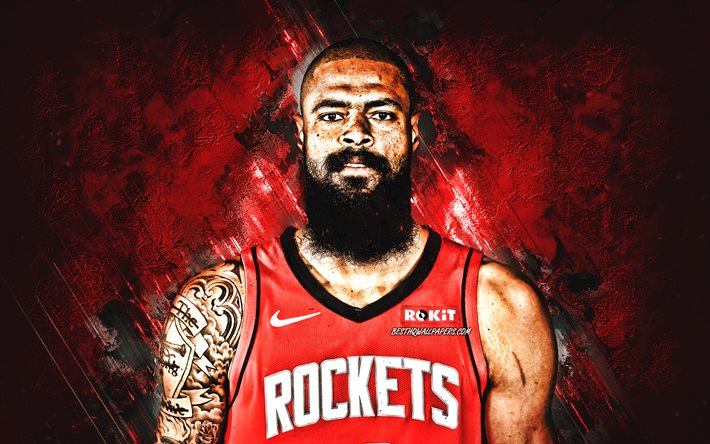 Tyson Chandler, NBA, Houston Rockets, red stone background, American Basketball Player, portrait, USA, basketball, Houston Rockets players